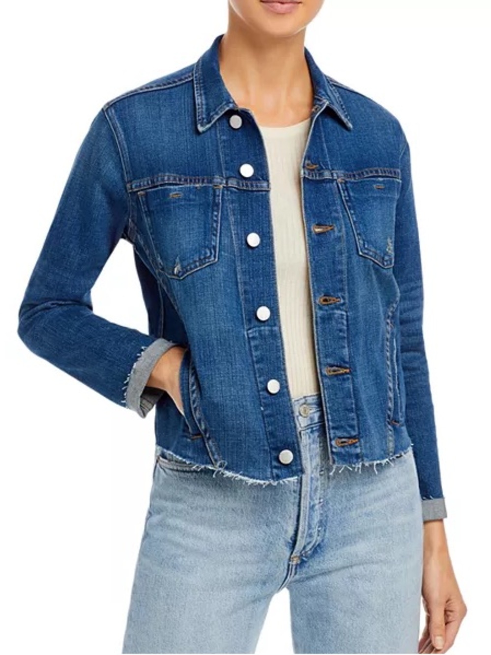 L’AGENCE Women’s Janelle Slim Fit Raw Denim Jacket